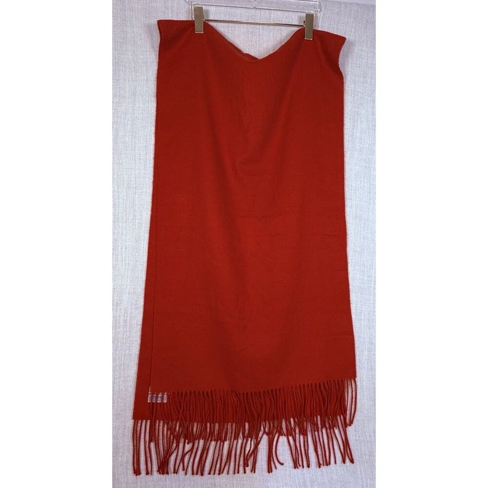 Christian Dior Red Echarpes Cashmaire Acrylic Scarf Fringe Soft Vintage Japan
